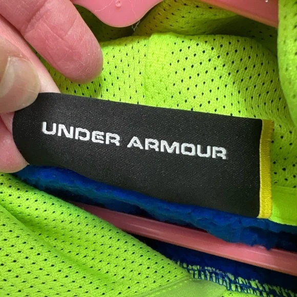 Under Armour Kids Blue and Neon Yellow Hoodie - Picture 3 of 9